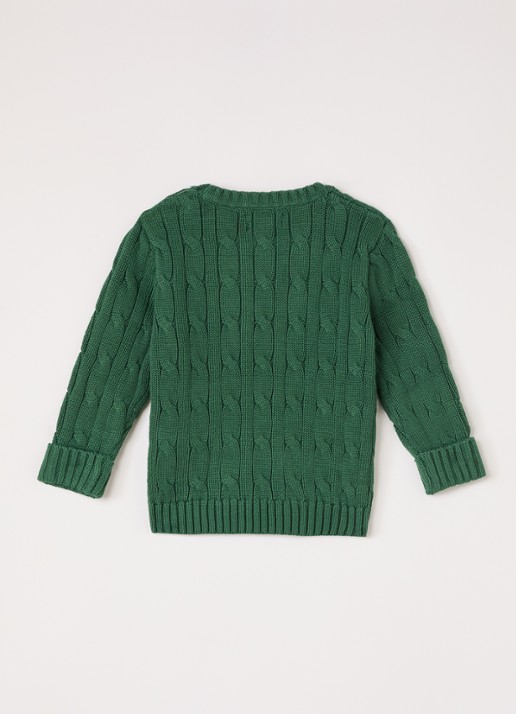 Ralph Lauren Kabelgebreide trui met logo - voorkant 3 groen