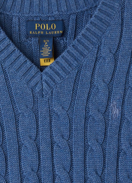 Ralph Lauren Kabelgebreide trui met logoborduring - detail 3 donkerblauw