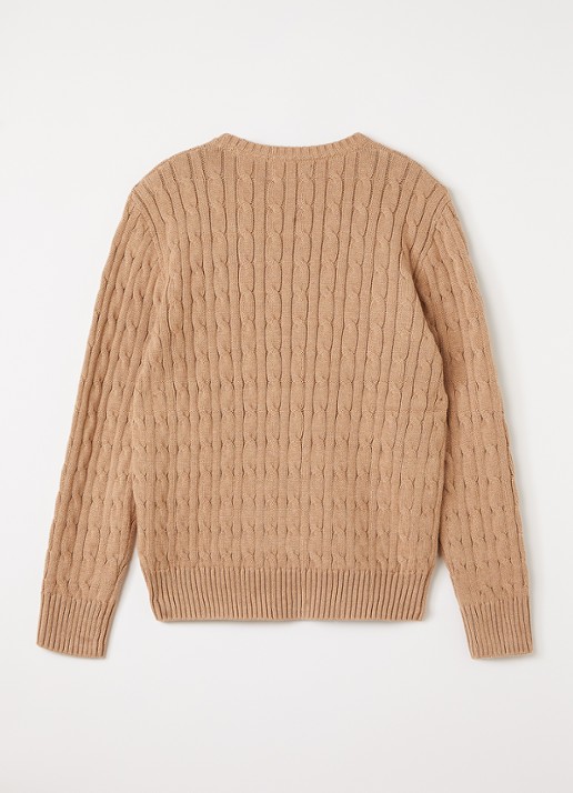 Ralph Lauren Kabelgebreide trui met logoborduring - voorkant 3 camel