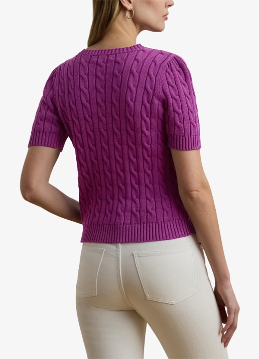 Ralph Lauren Kabelgebreide trui met logoborduring - achterkant 5 paars