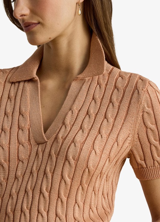Ralph Lauren Kabelgebreide trui met logoborduring - detail 5 pink sienna / roze