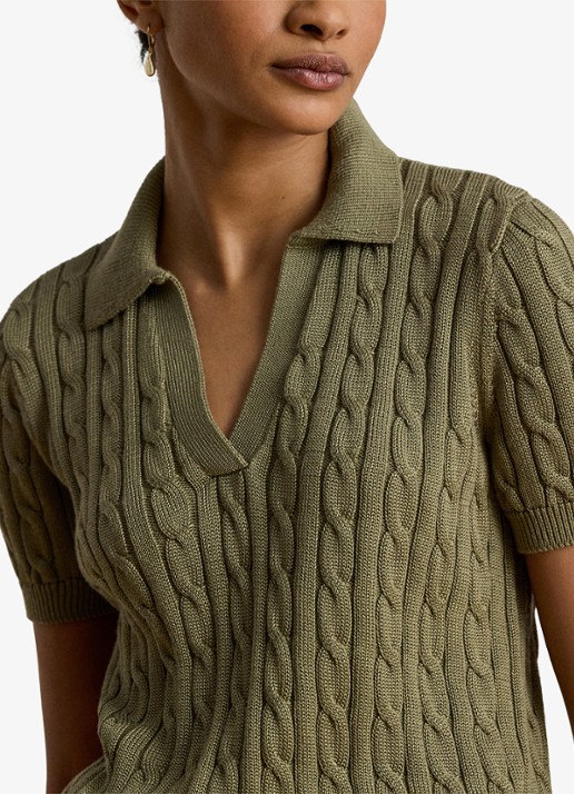 Ralph Lauren Kabelgebreide trui met logoborduring - detail 5 light agave / groen