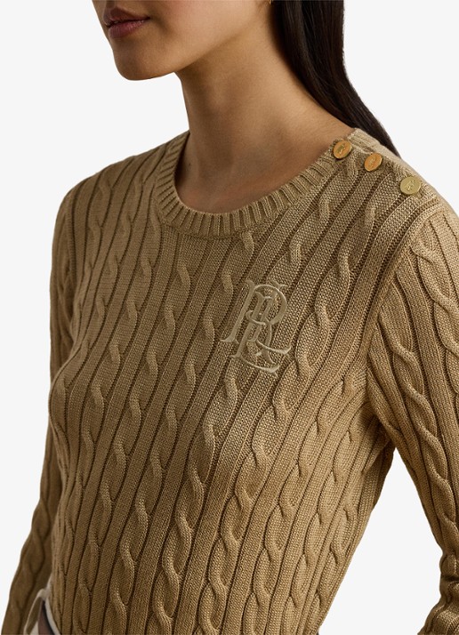 Ralph Lauren Kabelgebreide trui met logoborduring - detail 4 birch tan / beige