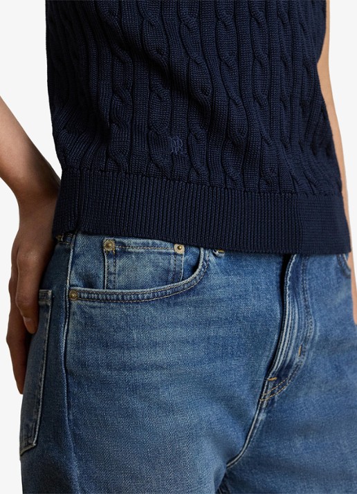 Ralph Lauren Kabelgebreide trui met logoborduring - detail 5 lauren navy / blauw
