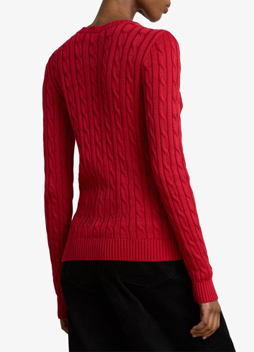 Ralph Lauren Kabelgebreide trui met logoborduring - achterkant ralph red / rood