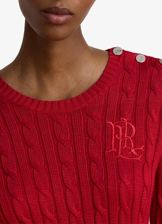 Ralph Lauren Kabelgebreide trui met logoborduring - detail 5 ralph red / rood