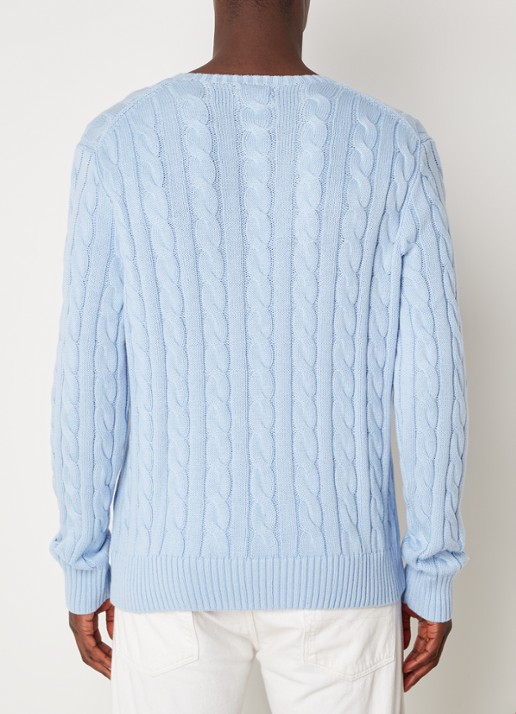Ralph Lauren Kabelgebreide trui met logoborduring - achterkant 2 bleubell-2xvo