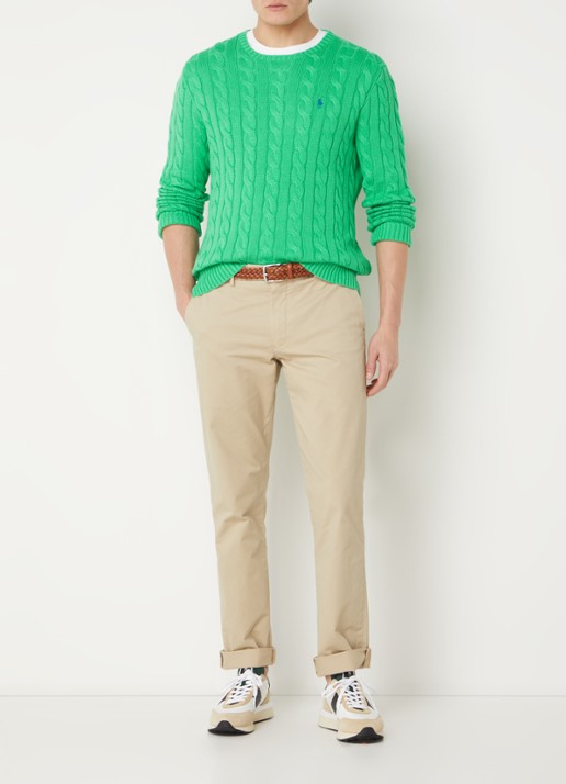 Ralph Lauren Kabelgebreide trui met logoborduring - voorkant 5 classic kelly-2yzd