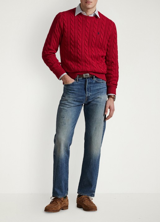 Ralph Lauren Kabelgebreide trui met logoborduring - detail 5 park avenue red-2zpd