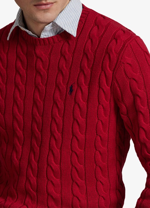 Ralph Lauren Kabelgebreide trui met logoborduring - detail 6 park avenue red-2zpd