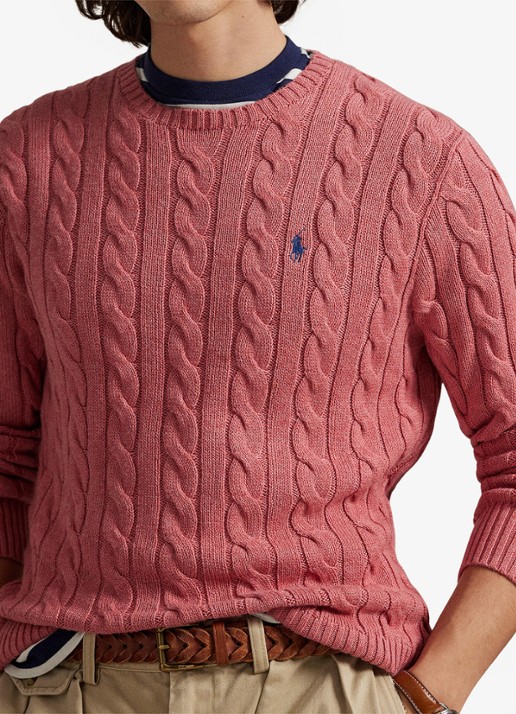 Ralph Lauren Kabelgebreide trui met logoborduring - detail 5 strawberry gelato hthr-45qb