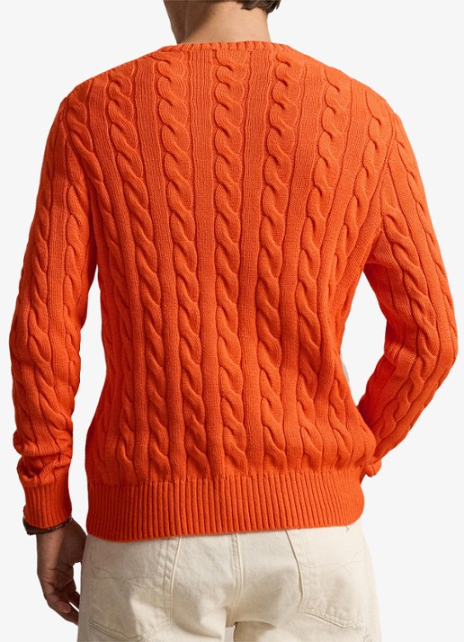 Ralph Lauren Kabelgebreide trui met logoborduring - achterkant 2 sailing orange-36ph