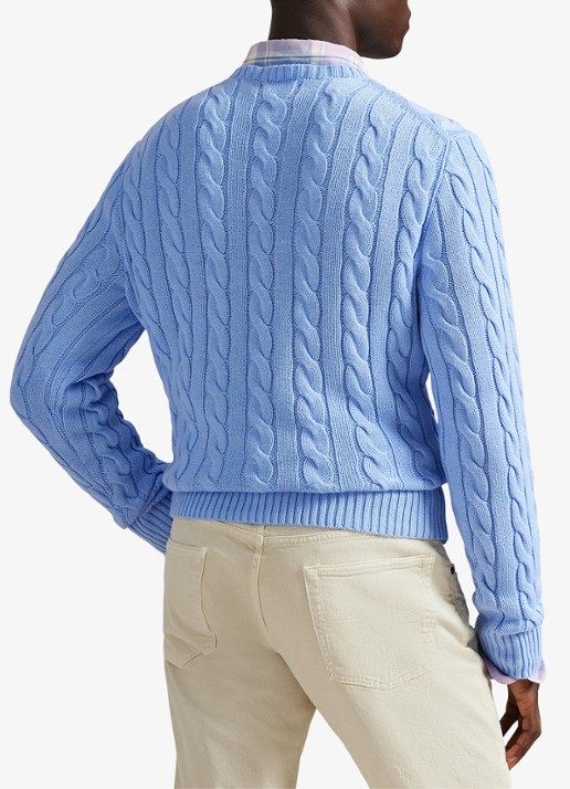 Ralph Lauren Kabelgebreide trui met logoborduring - achterkant austin blue-2yh1