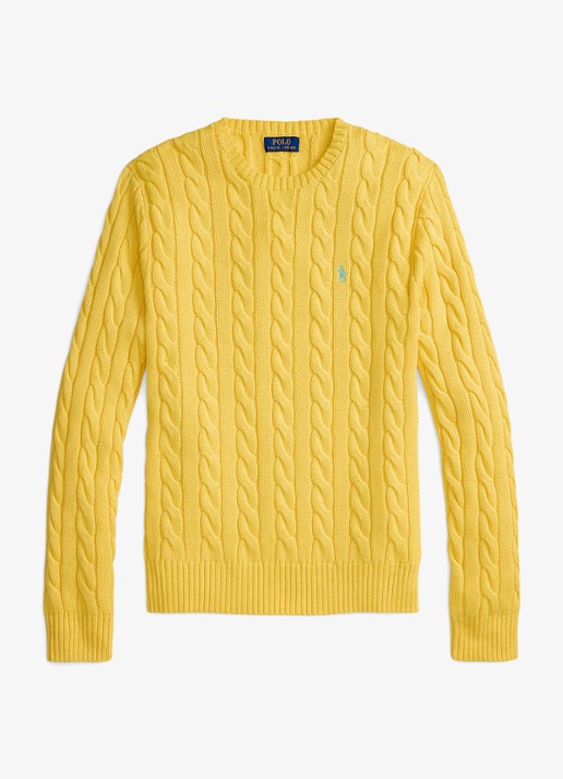 Ralph Lauren Kabelgebreide trui met logoborduring - voorkant sunfish yellow-33f4