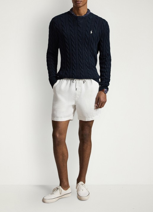 Ralph Lauren Kabelgebreide trui met logoborduring - detail hunter navy c8135-zx6s