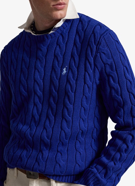 Ralph Lauren Kabelgebreide trui met logoborduring - detail 5 new iris blue-37x7