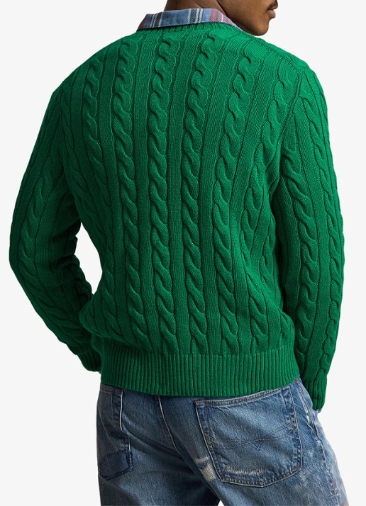 Ralph Lauren Kabelgebreide trui met logoborduring - achterkant 3 erin green-48lh