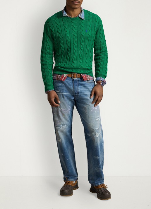 Ralph Lauren Kabelgebreide trui met logoborduring - detail 4 erin green-48lh