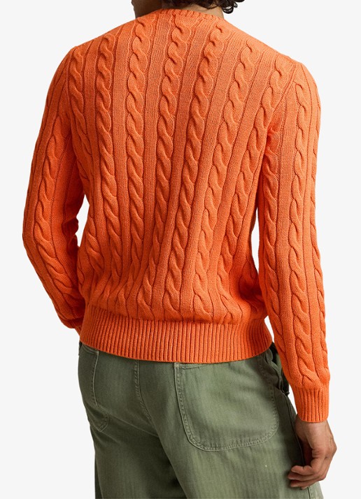 Ralph Lauren Kabelgebreide trui met logoborduring - achterkant 5 orange jasper heather-zxs8