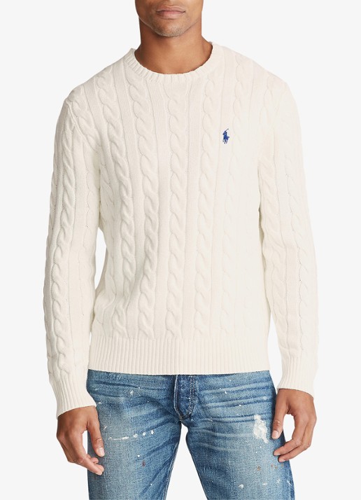 Ralph Lauren Kabelgebreide trui met logoborduring - detail 6 andover cream / creme