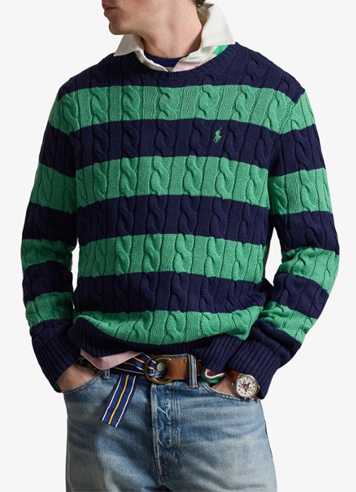 Ralph Lauren Kabelgebreide trui met streepprint