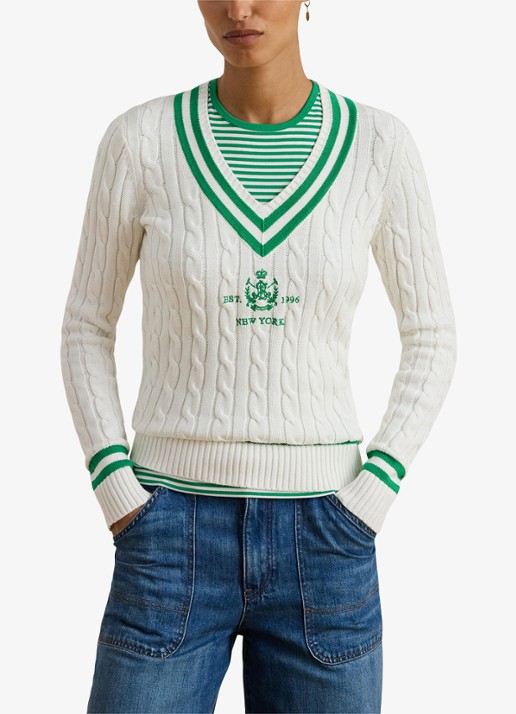 Ralph Lauren Kabelgebreide trui met V-hals