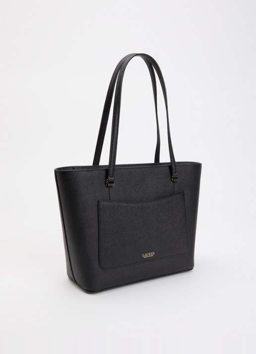 Ralph Lauren Karly Medium schoudertas van leer met logo - achterkant zwart