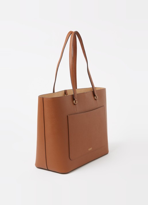 Ralph Lauren Karly schoudertas van leer met logo  - achterkant cognac