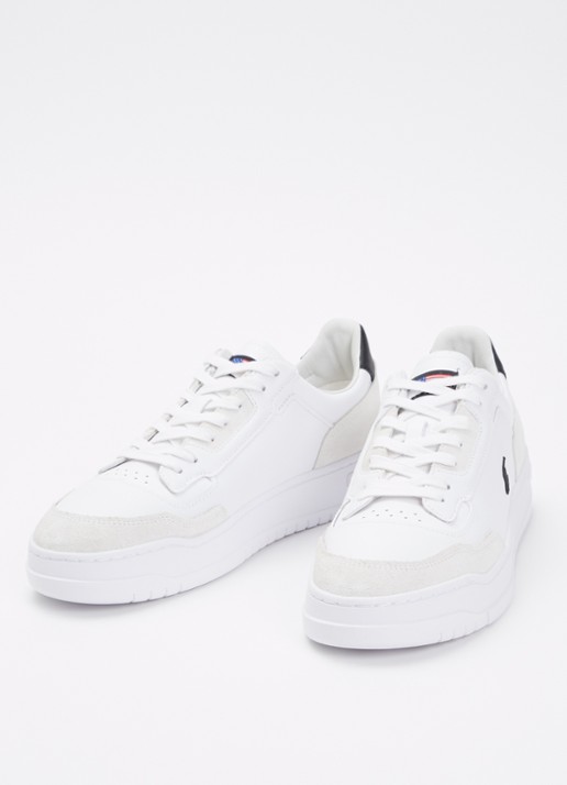 Ralph Lauren Kenmare sneaker van leer met details van suède - detail wit