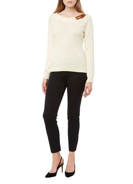 Ralph Lauren Keslina slim fit broek van stretch katoen - voorkant 6 black / zwart