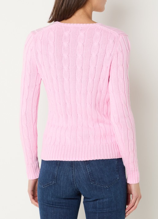 Ralph Lauren Kimberly kabelgebreide pullover met logo - achterkant 4 roze
