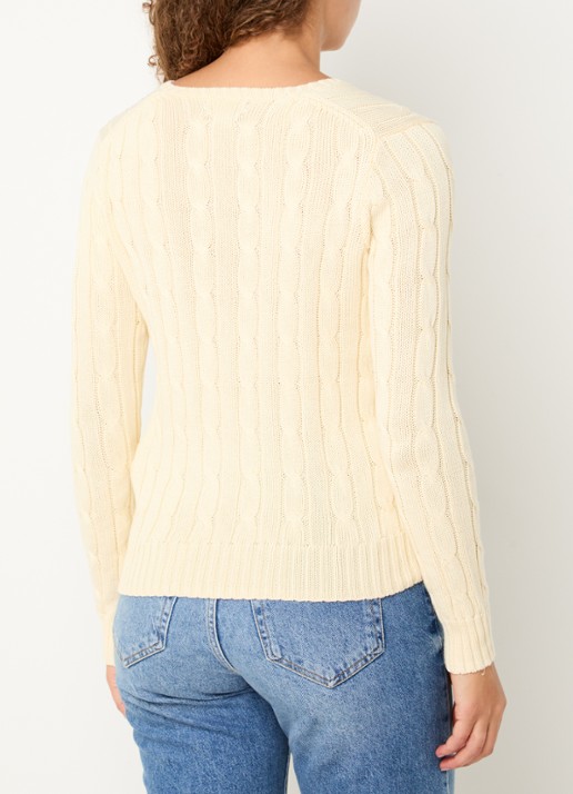 Ralph Lauren Kimberly kabelgebreide pullover met logoborduring - achterkant beige