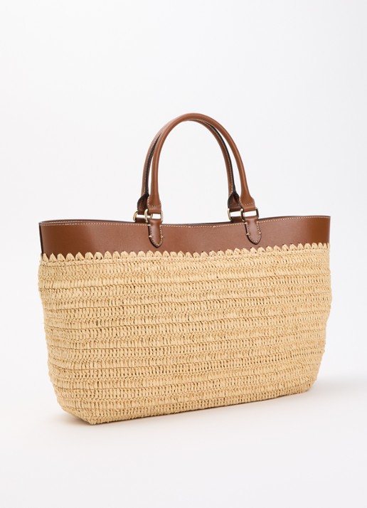 Ralph Lauren Kyla Large handtas met leren details - achterkant 5 beige