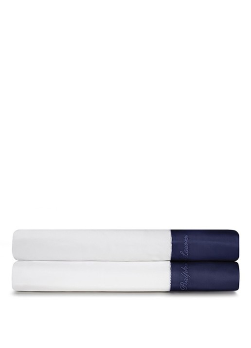 Ralph Lauren Langdon laken van katoensatijn  - voorkant 2 donkerblauw