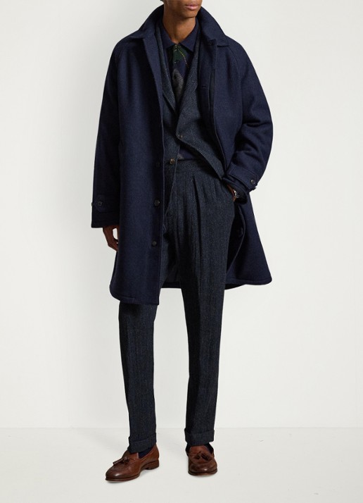 Ralph Lauren Langdon mantel van tweed met steekzakken