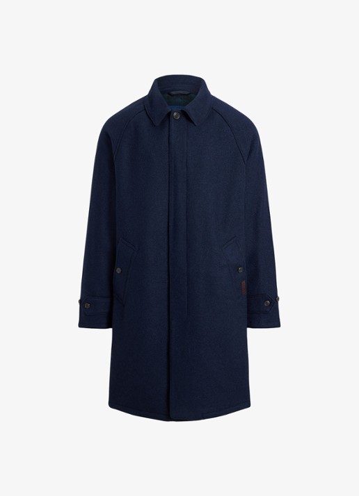 Ralph Lauren Langdon mantel van tweed met steekzakken - voorkant collection navy / donkerblauw