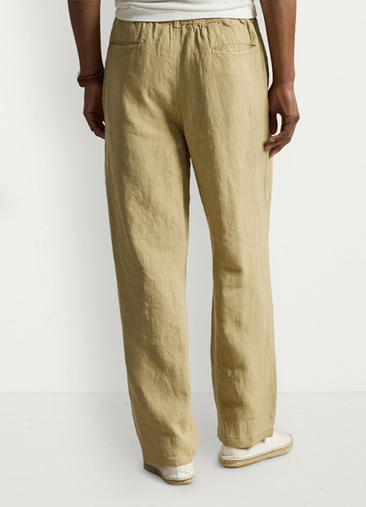 Ralph Lauren Lateef relaxed fit broek van linnen - achterkant 3 coastal beige / beige