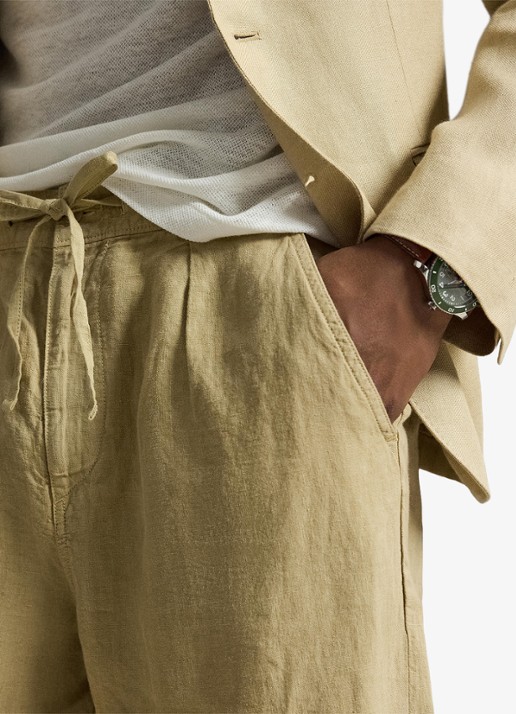 Ralph Lauren Lateef relaxed fit broek van linnen - detail 5 coastal beige / beige