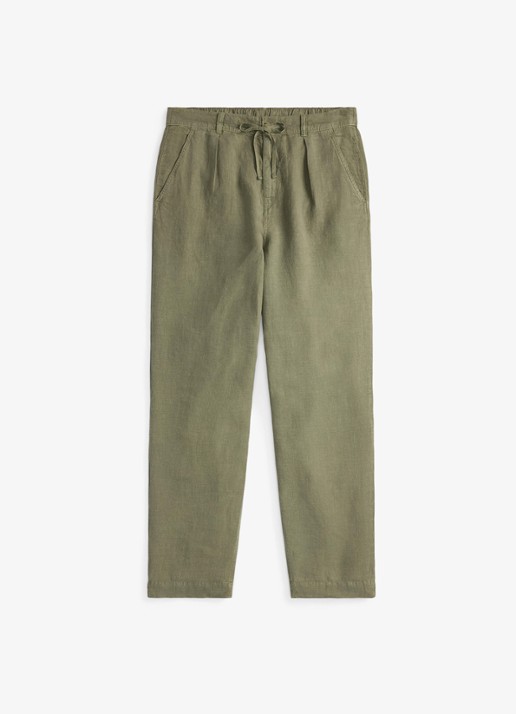 Ralph Lauren Lateef relaxed fit broek van linnen - voorkant sage green / groen