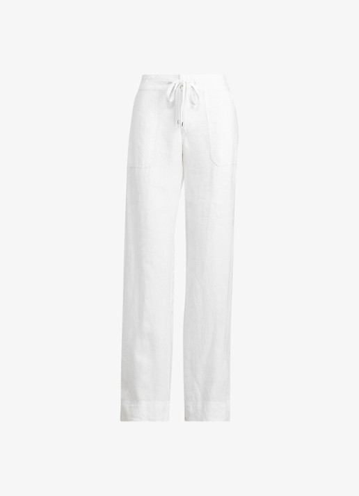 Ralph Lauren Linnen broek met wijde pijpen - voorkant 4 wit