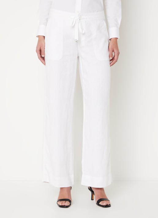 Ralph Lauren Linnen broek met wijde pijpen - detail 9 wit