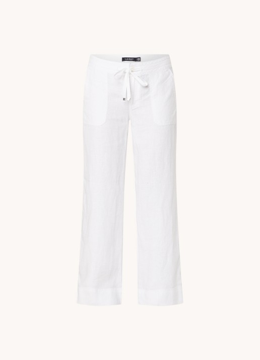 Ralph Lauren Linnen broek met wijde pijpen - voorkant 6 wit