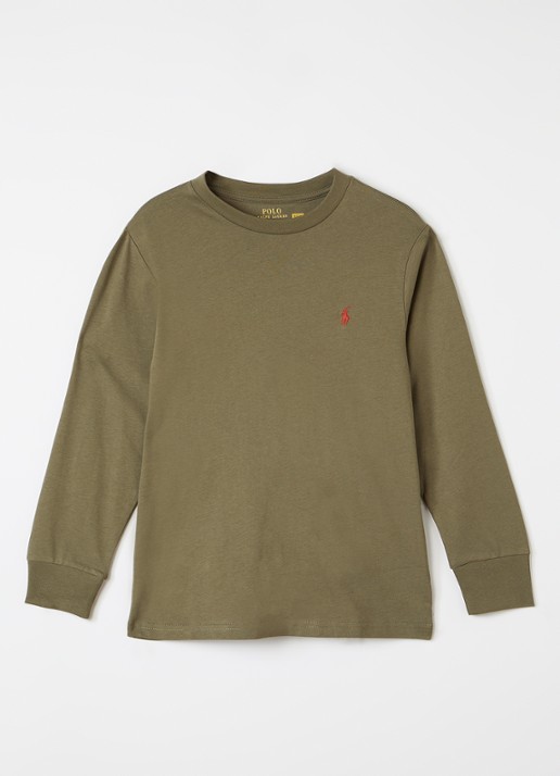 Ralph Lauren Longsleeve met logoborduring - voorkant olijfgroen