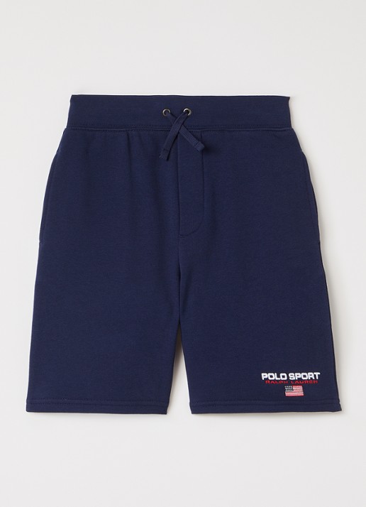 Ralph Lauren Loose fit korte joggingbroek met logo - voorkant donkerblauw