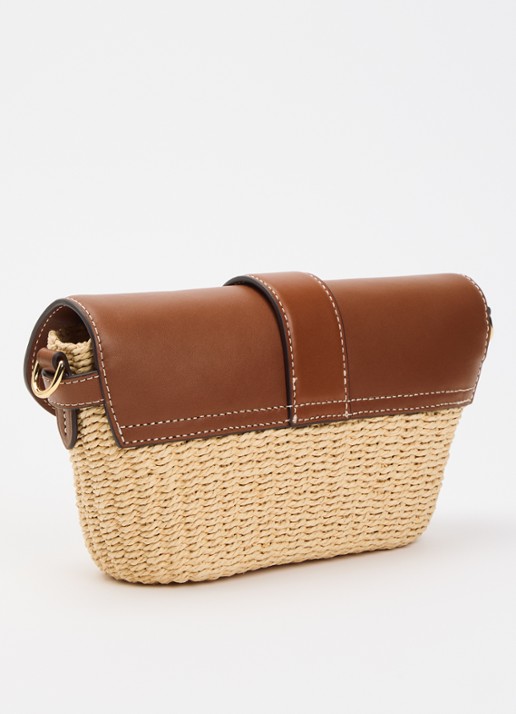 Ralph Lauren Lynden crossbodytas met leren details - achterkant naturel