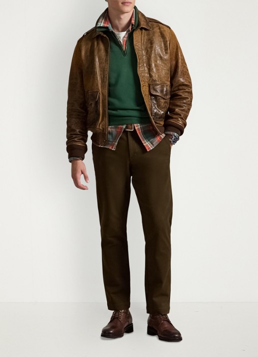Ralph Lauren Manhasset straight fit chino met stretch - voorkant 4 dark brown / donkerbruin