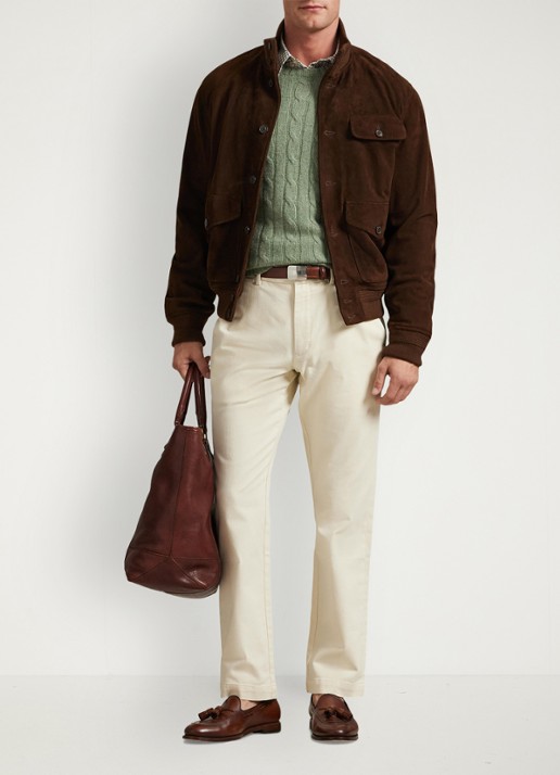 Ralph Lauren Manhasset straight fit chino met stretch - voorkant 2 andover cream / creme