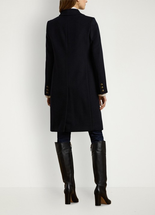 Ralph Lauren Mantel in kasjmierblend met klepzakken en logoborduring - achterkant regal navy / donkerblauw