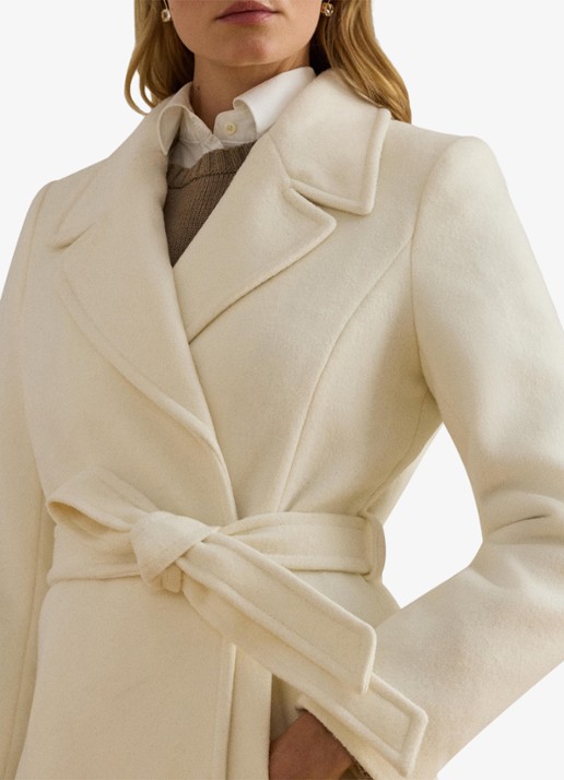 Ralph Lauren Mantel in kasjmierblend met schoudervulling en ceintuur - detail 5 moda cream / creme