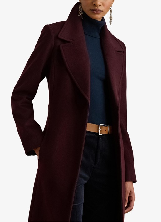 Ralph Lauren Mantel in kasjmierblend met schoudervulling en ceintuur